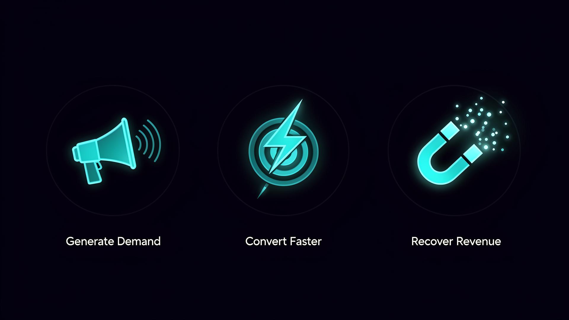 Three pillars: Generate Demand, Convert Faster, Recover Revenue